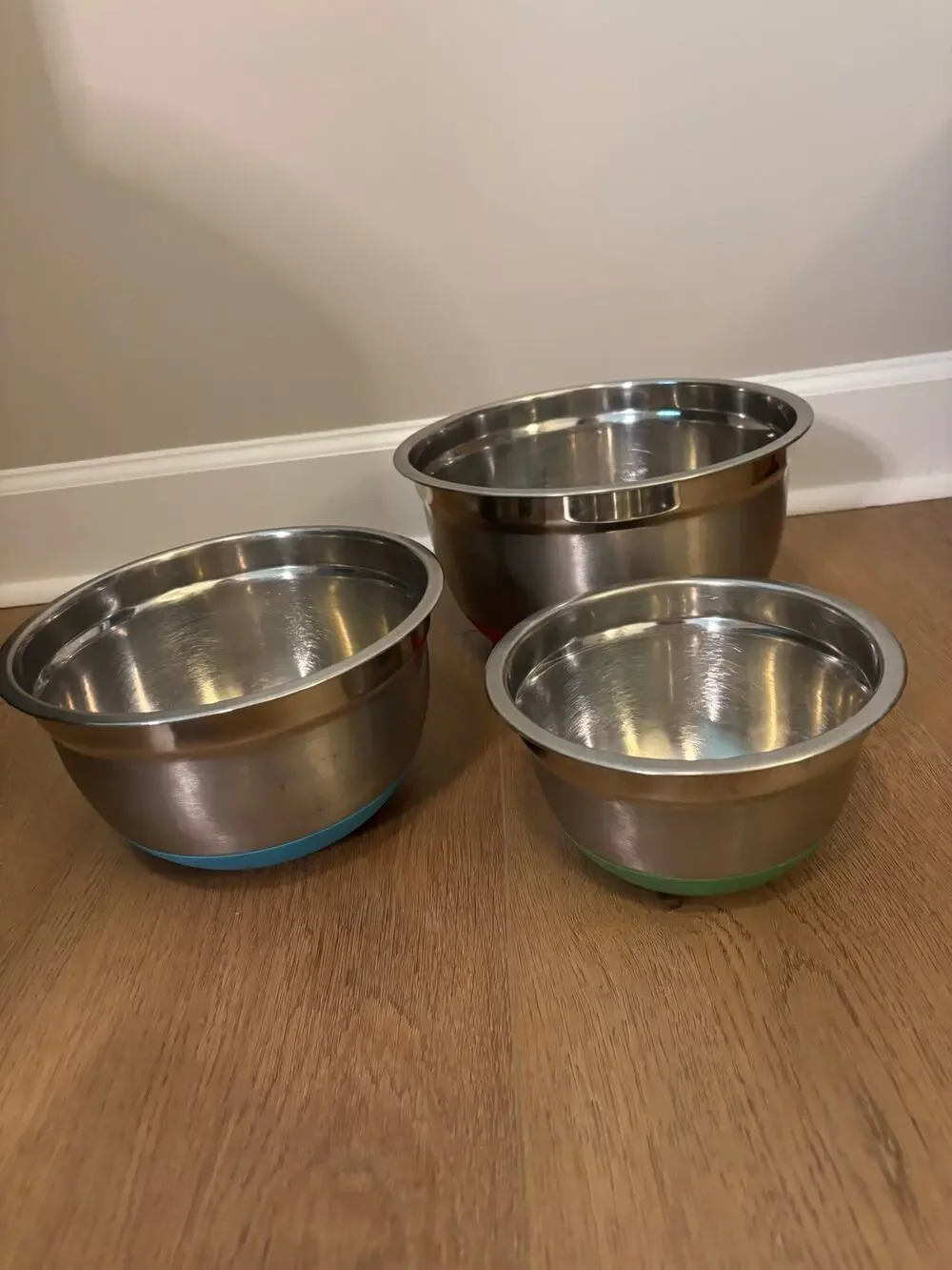 Stainless Steel Baking Mixing Bowls with Non-Skid Base, Set of 3